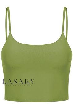 Lasaky - Womens Yoga Tank Top with Integrated Chest Support and Sleek Delicate Straps - Half-Crop Lululemon Sports Bra Lulu Lemon Top Forest Green, Green Scoop Neck Sports Bra With Built-in Bra, Green Sports Bra With Built-in Bra And Scoop Neck, Green Compressive Sleeveless Sports Bra, Green Sports Bra With Built-in Support, Green Bra-friendly Scoop Neck Tank Top, Womens Yoga, Yoga Tank Top, Lululemon Sports Bra