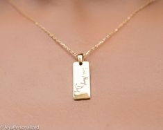 14K Solid Gold Handwriting Necklace Personalized Jewelry Necklace personalized Gift for Women Memorial Gift A Lifetime Piece - Etsy Handwriting Necklace Custom, Personalised Jewellery Necklaces, Initial Bracelet Gold, Handwriting Gifts, Handwriting Bracelet, Grandma Quotes, Sideways Initial Necklace, Necklace Bar, Handwriting Necklace