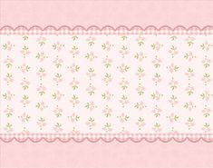 a pink and green floral wallpaper with scalloped edges on a white background