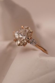 an engagement ring with two diamonds on it