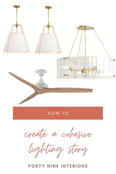 three light fixtures with the words how to create a creative lighting story for nine interiors