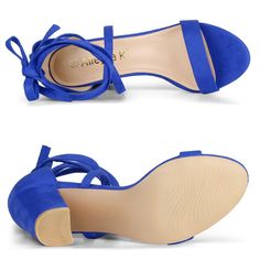 These lace-up block heels can be the perfect pair to add a few inches to your frame, elongate your legs, and rock every dress, denim jeans, or skirt with ease! These lace-up block-heel sandals also keep your look trendy and elegant. Faux suede vamp, more textured. Rubber Outsole and ABS heel, anti-slip effectively. Moderate heel height, makes you feel more comfortable. Please check your size to make sure the item fits before ordering. Casual Lace-up Sandals With Block Heel, Blue Round Toe Lace-up Sandals, Heels Strappy, Ankle Strap Chunky Heels, Hot Pink Heels, Lace Up Block Heel, Strappy Stilettos, Kitten Heel Sandals, Back To College