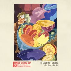 a poster with an image of a bowl full of food