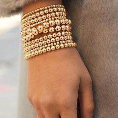 Gold Filled Round Bead Balls Bracelet 3mm Gold Balls Hari Valentine, Link Chain Bracelet, Bracelets Gold, Ball Bracelet, Gold Bead Bracelets, Chain Bracelets, Gold Bracelet Chain, Elastic Bracelet, New Jewelry