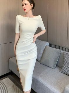 Shipping: Worldwide Express Shipping AvailableDelivery time: 7-15Days Fast ShippingReturns: Fast refund, 100% Money Back Guarantee. Party Dress For Women, Slim Bodycon Dress, Midi Dress Elegant, Midi Party Dress, Baptism Outfit, Office Dresses For Women, Elegant Midi Dresses, Women Office, Backless Maxi Dresses