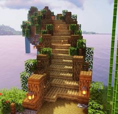 Minecraft Ground House, Mc Aesthetic House, Minecraft Staircase Ideas Outside, Minecraft Winding Staircase, Crop House Minecraft, Outdoor Staircase Minecraft, Chest Building Minecraft, Minecraft Bridge Going Up, Hill Minecraft House