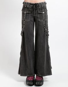 TRIPP NYC - STUDDED POWER PANT BLACK DENIM Pants Design Ideas, Denim Pants Design, Denim Flare Pants, Jeans Refashion, Avon Skin So Soft, Strap Pants, Wardrobe Goals, Studded Jeans, Tripp Nyc