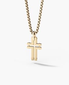 Rockford’s minimalist geometric cross pendant is instantly recognizable by its impeccable art-deco inspired symmetry, featuring sleek lines and geometric angles. Solid gold, hand polished pieces are fastened in place by Rockford Collection’s signature screws. Simple yet intricate, this minimalist cross pendant is ideal for those who understand that less truly is more. Big Diamond, Gold Hand, Custom Initials, Yellow Gold Chain, Art Deco Inspired, Leather Pouch, Blue Diamond, Custom Rings, Cross Pendant