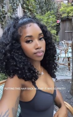 Curly Sew In Weave Half Up Half Down, Summer Hair For Black Women, Half Up Half Down Hair Black Women Curly Sew In, Natural Shoulder Length Hairstyles, Want Curls On Weave, Curly Quick Weave Half Up Half Down, Wand Curl Hairstyle, Curly Vacation Hairstyles For Black Women, Curly Hair Leave Out Sew In