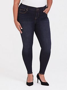 Plus Size Bombshell Skinny Jean - Premium Stretch Dark Wash, NEWCASTLE Queen Style, Cowl Neck Hoodie, Plus Size Womens Clothing, Plus Size Jeans, Designer Suits, Newcastle, Boyfriend Jeans, Saree Designs, Flare Jeans