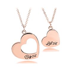 PRICES MAY VARY. Material:Rose gold plated Stainless Steel, it is lead free and nickel free.Stainless Steel is hypo allergenic, it doesn’t rust, change colour or tarnish. The Big Sis heart is 2 cm (0.79 inch), Little Sis heart is 1 cm (0.39 inch), stainless steel chain length 46 cm (18 inch), diameter of bracelet: 6.5cm (2.56inch). This hand stamped "Big sis Lil sis" charm necklaces are the perfect gift idea for sisters! Made with love just for them❤️ You get 2 necklaces, for you and for your lo Sister Necklace For 2, Sister Necklaces For 2, Sister Necklace Set, Big Sister Little Sister, Sisters By Heart, Sister Necklace, Lil Sis, Hand Stamped Necklace, Friends Set