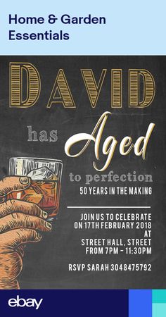 Personalised Birthday Party Invitations Mens Aged to perfection x 12+envs H1729 Party Decoration Ideas Diy, Mens Birthday Party Invitations, Birthday Images For Her, Surprise 50th Birthday Party, 60th Birthday Party Decorations, Speakeasy Party, 50 Party, Birthday Candle Card