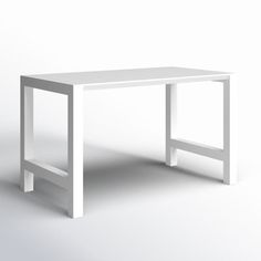 a white table with two legs on the top and bottom, against a white background