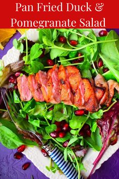 Warm Duck Breast Salad with Orange & Pomegranate Fried Duck Breast, Pomegranate Recipe, Meat Lovers Recipes, Fried Duck, Orange Dressing, Orange Pomegranate, Green Salad Dressing, Pomegranate Recipes