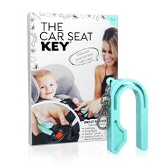 the car seat key is pink and has a clip on it's side, with an image of a woman holding a baby in her arms