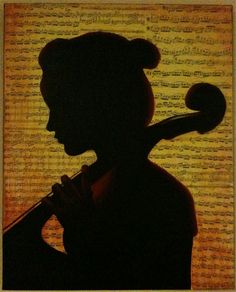 the silhouette of a person playing a violin