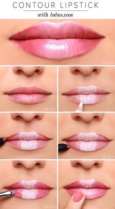 Lipstick Tutorials - Best Step by Step Makeup Tutorial How To - Lulus How-To Contour Lipstick - Easy and Quick Ways to Apply Lipstick and Awesome Beauty Ideas - Cool Ideas for Teen Makeup for School, Party and Special Occasion - Makeup Tutorials for Beginners - Lip Liner Tips and Tricks to Add Volume, DIY Lip Techniques for Fuller Lips - DIY Projects and Crafts for Teens http://diyprojectsforteens.com/best-lipstick-tutorials Makeup Bibir, Make Up Diy, Lipstick Hacks, Lipstick Tutorial, Beauty Make-up, Best Lipsticks, Makeup For Teens, How To Apply Lipstick, School Makeup