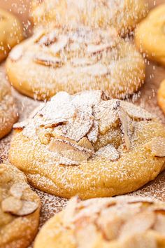 some cookies are sprinkled with powdered sugar