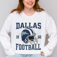 Show your Dallas Cowboys spirit with this vintage-style crewneck sweatshirt. Perfect for game day, tailgating, or everyday wear. A great gift for any football fan. Hello there! 😊👋 If you're on the hunt for some seriously cozy sweatshirts, you've come to the right place! I'm absolutely passionate about what I do, and my mission is to make your shopping experience absolutely perfect. If you ever have any questions, concerns, or just want to chat about my products, feel free to reach out to me an Fan Apparel Sweatshirt With Lettering For Sports Events, Retro Sweatshirt For Game Day, Sports Season, Retro Sweatshirt For Game Day And Sports Season, Fan Gear Sweatshirt With Lettering, Crew Neck, Retro Sweatshirt For Game Day, Crew Neck Sweatshirt With Lettering For Fan Gear, Game Day Crew Neck Sweatshirt With Lettering, Fan Merchandise Team Colors Sweatshirt With Graphic Print, Varsity Sweatshirt For Sports Season