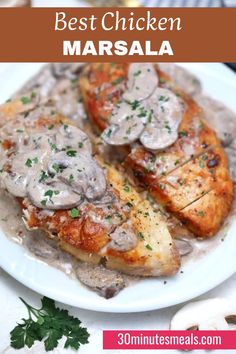 Chicken Marsala is a classic Italian-American dish featuring tender chicken breasts simmered in a rich, savory sauce made with Marsala wine, mushrooms, garlic, and herbs. The sauce is creamy, slightly sweet, and deeply flavorful, perfectly complementing the juicy, pan-seared chicken.