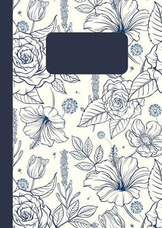 a blue and white phone case with flowers on the front, and leaves on the back