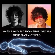 two pictures one with an image of a cat and the other with text that reads, my soul when this two album played in a public place anywhere