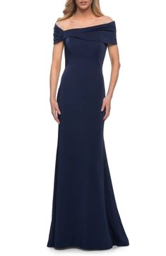 La Femme Off the Shoulder Gown | Nordstrom Knit Gown, Mother Of The Bride Dresses Long, Mother Of Groom Dresses, Evening Dresses With Sleeves, Mob Dresses, Long Evening Gowns, Column Gown, Simply Chic, Tulle Gown