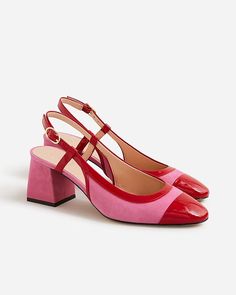 J.Crew: Layne Cap Toe Heels In Suede For Women Slingback Heels, Slingback Heel, Pretty Shoes, Looks Vintage, Womens Heels