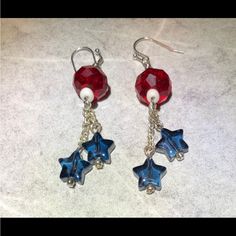 Brand New One Of A Kind Quality Hand Crafted Patriotic 4th Of July Excellent Gift For Yourself (Or Someone Else ;)) Red Star-shaped Jewelry For Parties, Red Star-shaped Party Jewelry, Patriotic Red Star-shaped Earrings, Red Star-shaped Beaded Jewelry, Red Patriotic Jewelry For Party, Patriotic Red Jewelry For Party, Patriotic Red Star Earrings, Red Star-shaped Earrings For Party, Red Star-shaped Party Earrings