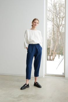 Mara trousers Tapered linen pants Linen trousers Linen | Etsy Baggy Linen Ankle-length Pants, Baggy Blue Linen Pants, Relaxed Fit Linen Trousers, Blue Linen Pants With Loose Fit, Baggy Blue Linen Bottoms, Baggy Linen Pants With Tapered Leg, Relaxed Ankle-length Linen Pants, Office Linen Ankle-length Harem Pants, Relaxed High-waisted Linen Pants