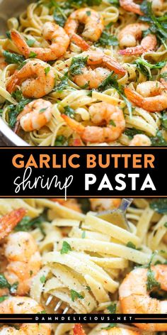 Whip up one of the best comfort food recipes in just 20 minutes! This warm dinner idea features an easy pasta recipe with garlic butter shrimp. Along with sneaked-in greens and Parmesan, this shrimp pasta is hearty and flavorful!