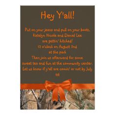 an orange ribbon is tied around the back of a hunting birthday card with words that read hey y'all