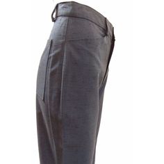 Vintage Jean Paul Gaultier Classique pants in a steely blue cotton and rayon blend with utilitarian pockets and belt loops. Fitted Straight Work Pants With Belt Loops, Fitted High-waisted Work Pants With Hip Pockets, Fitted Workwear Breeches With Pockets, Straight Leg Bottoms With Belt Loops For Tailoring, Fitted Straight Leg Breeches For Workwear, Fitted High Waist Work Pants With Belt Loops, Fitted Breeches With Pockets For Work, Wide Leg Bottoms With Belt Loops For Tailoring, Full Length Workwear Breeches With Pockets