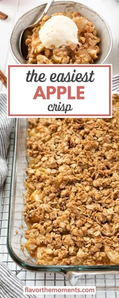 the best apple crisp recipe is made with fresh apples and topped with an ice cream