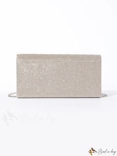 BirdinBag - Chic Ruched Flap Square Bag with Chain, Ideal Bridal Purse for Weddings and Events Silver Envelope Clutch For Wedding, Elegant Chain Evening Bag As Gift, Elegant Silver Evening Bag With Chain, Elegant Formal Bags With Chain Detail, Formal Silver Envelope Evening Bag, Elegant Silver Bag With Chain, Elegant Silver Bags With Chain Detail, Wedding Clutch Bag With Chain Strap, Silver Clutch With Chain Strap For Wedding