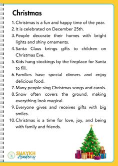 a christmas poem for kids to use in their writing and listening skills, with the words christmas