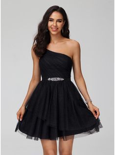 JJ's House Sequins Beading Tulle One Shoulder <=150 Spring Summer A-line Plus General Back Zip Little Black Dresses Simple Skater Dresses Black Height:5.8ft（176cm） Bust:32in（82cm）Waist:24in（61cm）Hips:35in（89cm） No Short Black Model Name:Katy  Height:5.7ft（173cm）  Bu. #JJ's House #Sequins #Beading #Tulle #OneShoulder #<=150 #Spring #Summer #Aline #Plus #General #BackZip #LittleBlackDresses #Simple #SkaterDresses #Black #No #Short #Black One Shoulder Homecoming Dress, Sequin Homecoming Dress, Mini Homecoming Dresses, Tulle Homecoming Dress, Two Piece Homecoming Dress, Dresses Homecoming, Lace Homecoming Dresses, Chiffon Prom Dress, Prom Dresses Lace