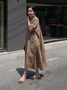 Casual Cozy Cotton Split-Side Long Dress – STYLEGOING Brown V-neck Solid Color Maxi Dress, Black Hooded Coat, Long Sleeve Short Dress, Off Black, Hooded Coat, Brown Beige, Midi Dresses, Grey Stripes, Backyard Landscaping