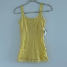 New With Tags Cami. Built-In Bralette. Pretty Lace. Cotton/Spandex. Perfect For Spring And Summer. Cotton Spandex, Bralette, Built In, Womens Tops, Spandex, Tags, Yellow, Lace, Women Shopping