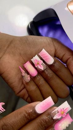 Short Vacation Nails Black Women, Libra Birthday Nails, Hard Nails, Colored Acrylic Nails, Girly Acrylic Nails, Short Square Acrylic Nails, Dope Nail Designs, Long Acrylic Nails Coffin, Acrylic Nails Coffin Pink