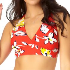 Nwt Size Xl Catalina Swimwear Bikini Top. It Adjusts And Ties At Back, Has Removable Cups/Pads. Color Is Orange Red. Fitted V-neck Swimwear For Holiday, Red Spring Tankini For Poolside, Red Tankini For Spring Poolside, Summer Holiday Tankini, Red Spring Poolside Tankini, Red Halter Top For Beach Season Swimming, Red Halter Top For Swimming During Beach Season, Bra Friendly Red Tankini For Pool, Red Stretch Tankini For Spring