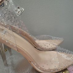 Clear With Rhinestones, , Beautiful. Shiny And Super Elegant! Super Comfortable Clear Modern Heels 4" Modern Heels, Pink Strappy Heels, Butterfly Heels, Makeup Lashes, Rhinestone Heels, Pointed Heels, Clear Heels, Metallic Pink, Silver Heels