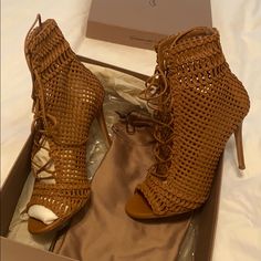 Great Condition Only Wore For A Few Hours. Leather Tie Up Ankle Booties By Gianvito Rossi. Rossi Shoes, Leather Tie, Shoes Leather, Gianvito Rossi, Tan Brown, Ankle Booties, Leather Shoes, Bootie Boots, Ankle Boot