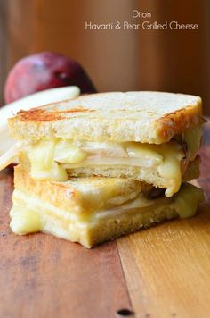 Dijon Havarti & Pear Grilled Cheese 1 from willcookforsmiles.com Pear Grilled Cheese, Veggie Lunch, Easy Sandwich, Gourmet Grilled Cheese, Havarti Cheese, Havarti, Pear Recipes, Simple Sandwiches