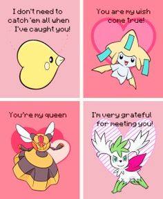 four different pokemon memes with the same caption in each one's heart