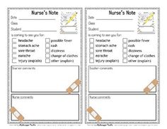 two worksheets with the words nurse's note and an image of nurses notes