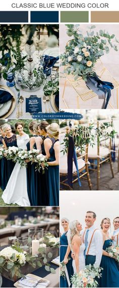 the wedding color scheme is blue and green