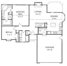 This traditional design floor plan is 1200 sq ft and has 2 bedrooms and has 2 bathrooms. Bedroom Indian Style, 1200 Sq Ft House Plans, 1200 Sq Ft House, Small House Ideas, 2 Bedroom House Plans, House Plans One Story, Ranch House Plan, Ranch Style House Plans, Traditional House Plans