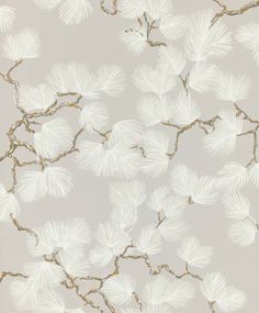 a wallpaper with white leaves on it