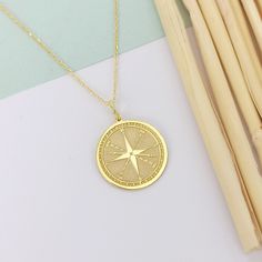 14K Solid Gold Compass Necklace, Personalized Compass Pendant, Compass Jewelry, Compass Traveler Gift  🟠We produce this product in 2 different materials, 14 carat solid gold and 925 sterling silver. and we also complete it in 3 different colors as rose, silver and gold 🟠The material you choose will be sent in the color you choose. 🟠It is free to type on the back 📏Pendant Diameters: 0,53 inches / 13,50mm 0,60 inches / 15,30mm 0,65 inches / 16,51mm (Size used in the ad) 0,70 inches / 17,78mm 0 Gold Compass Design Necklace For Travel, Gold Round Pendant Necklace For Travel, Gold Necklace With Round Pendant For Travel, Personalized Gold Jewelry For Travel, Gold Anniversary Necklace With Compass Design, Personalized Gold Necklace For Travel, Gold Necklace With Compass Design For Anniversary, Anniversary Gold Necklace With Compass Design, Gold Medallion Jewelry For Travel